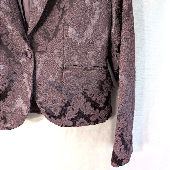 Apostrophe Women's Size 4 Brocade Satin Blazer Purple Whimsygoth Day to Evening - Picture 16 of 16